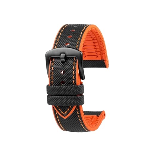 FRSWEQY Passend for CITIZEN Blue Angel Herren Radio Wave Uhr AT8020-54L/8020-03L/JY8078 Serie Canvas Nylon+Gummi Uhrenarmbänder 22mm 23mm(C-Black orange-B pin,23mm) von FRSWEQY
