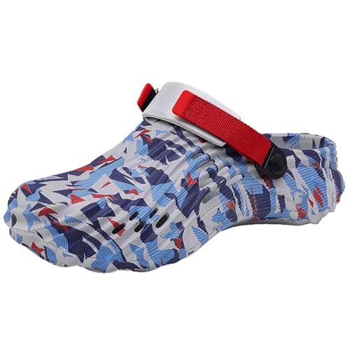 Clogs Pantoletten Herren – Gartenschuhe rutschfest & wasserdicht – Leichte Atmungsaktive Gartenclogs Hausschuhe für Arbeit, Strand & Dusche, Rot EU47 von FRTUBOP