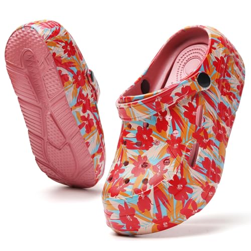 Damen Plattform Clogs - Leicht Gartenschuhe Slip-on Hausschuhe rutschfest Sandalen Pantoletten Freizeitschuhe mit Graphic Print von FRTUBOP