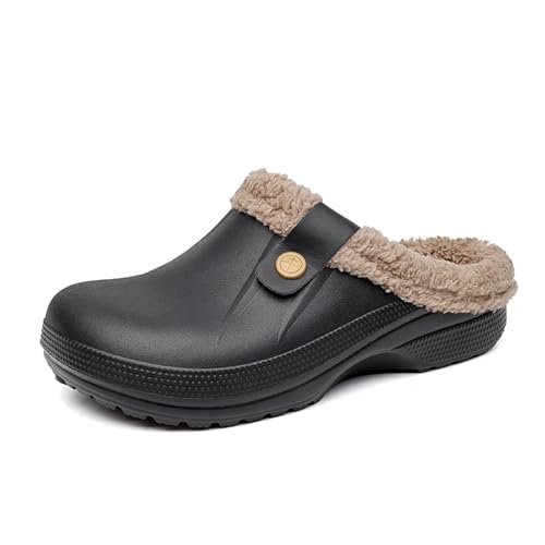 FRTUBOP Clogs Herren Hausschuhe Damen Gefüttert Clogs Winter Warme Slipper rutschfeste Plüsch Pantoletten EU35-47 von FRTUBOP