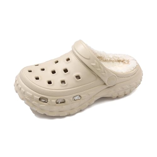FRTUBOP Lined Clogs Kinder Gefüttert Winter Pantoletten Gartenclogs Jungen Mädchen Hausschuhe rutschfeste Pantoffeln Warme Gartenschuhe Gummischuhe Winterclogs mit Fell Plüsch Indoor Outdoor von FRTUBOP