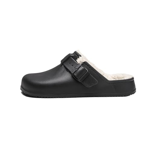 FRTUBOP Winter Gefüttert Clogs: Damen Warme Lined Clogs Pantoletten - Herren Bequeme rutschfeste Hausschuhe - Haus Pantoletten Gartenschuhe Schlappen Schuhe Mit Fell von FRTUBOP