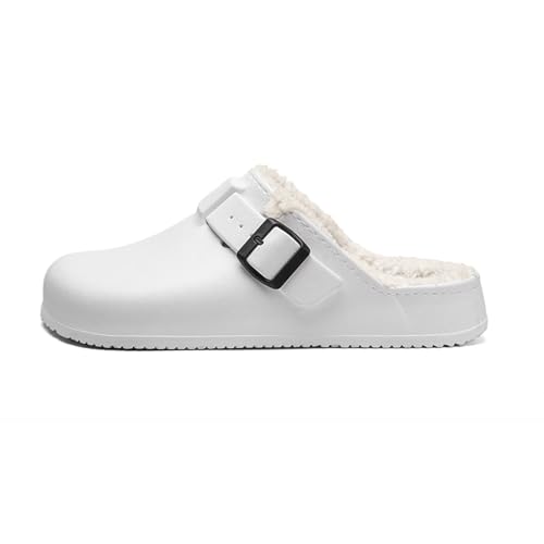 FRTUBOP Winter Gefüttert Clogs: Damen Warme Lined Clogs Pantoletten - Herren Bequeme rutschfeste Hausschuhe - Haus Pantoletten Gartenschuhe Schlappen Schuhe Mit Fell von FRTUBOP