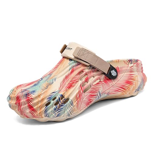 Tarnung Clogs - Herren Camo Graphic Clogs Sommer Hausschuhe Strand Sandalen Gartenschuhe für Leicht Atmungsaktiv rutschfest Khaki EU43 von FRTUBOP