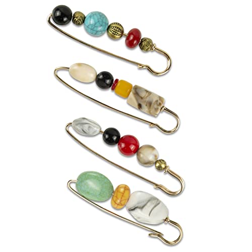 FRUHLING 4 Stück Vintage Brosche Damen Perlenbroschen Cardigan Ausschnitt Brosche Pullover Schal Clips Kragen Sicherheitsnadel für Ponchos Tücher Schals Strickjacke Kleide von FRUHLING