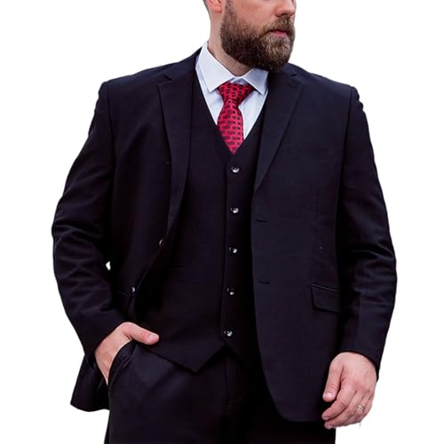 FRULP Herren-Blazer, 2-teilig Smoking Kleid Jacke Business Lässig Locker Übergröße Anzug-Set, Hochzeitsbankett Kleid Gentleman Kleidung, Oberteil Und Hose,6XL, Navy von FRULP