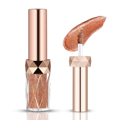 Glitzer Liquid Lidschatten, Flüssiger Lidschatten, wasserdicht Lang Anhaltendes Metallischer Schimmer Eyeliner Liquid, Nicht flockend & kein Fallout, Für Glattes Schimmer Augen Make-up, Bronzegold Glitzer Liquid Lidschatten, Flüssiger Lidschatten, wasserdicht Lang Anhaltendes Metallischer Schimmer Eyeliner Liquid, Nicht flockend & kein Fallout, Für Glattes Schimmer Augen Make-up, Bronzegold von FRXVUC