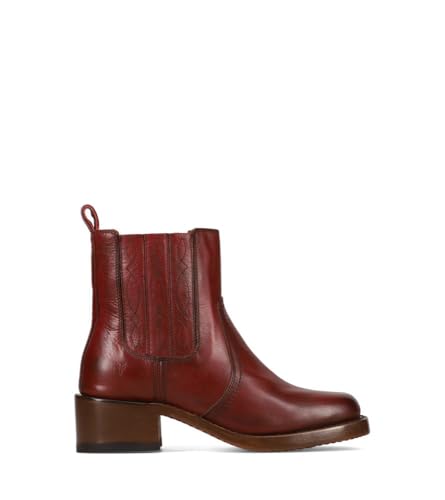 Frye Campus Chelsea Stiefeletten für Damen – Premium 14,6 cm Lederstiefel mit luxuriösem Futter und Leder-Laufsohle mit klobigem 4,4 cm Blockabsatz, Merlot - Vista, 37-38 EU von FRYE