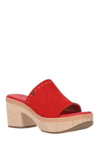 Frye Hazel 2 Slide Damen Premium Leder Slides - Bequeme Schlupfsandalen mit gepolstertem Fußbett & stylischem Design, Rot/Ausflug, einfarbig (Getaway Solids), 39-40 EU von FRYE