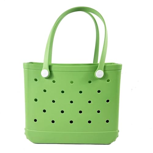 EVA-Strandtasche for Damen, Gummi-Strandtasche, fruchtgrün, wasserdicht, waschbar, Strand-Einkaufstasche, tragbare Reisetasche, Strand-Aufbewahrungstasche, geeignet for Strand, Pool, Sport(Size:L) von FRYSKYO