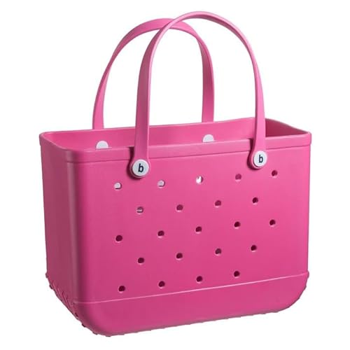 FRYSKYO EVA-Strandtasche for Damen, Gummi-Strandtasche, rosa, wasserdicht, waschbar, Strandtasche, tragbare Reisetasche, Strand-Aufbewahrungstasche, geeignet for Strand, Pool, Sport, Markt(Size:M) von FRYSKYO