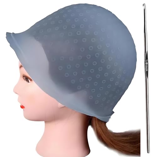 Silikon-Haarkappe Mit Gestanzten Löchern Und Nadel, Professionell, Wiederverwendbar, for Strähnen Von Haaren, Mit Gestochenen Löchern Und Haken for Damen Und Herren(Blue) von FRYSKYO