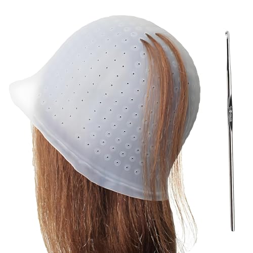 Silikon-Haarkappe Mit Gestanzten Löchern Und Nadel, Professionell, Wiederverwendbar, for Strähnen Von Haaren, Mit Gestochenen Löchern Und Haken for Damen Und Herren(Clear) von FRYSKYO