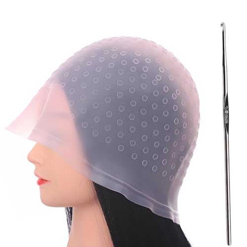 Silikon-Haarkappe Mit Gestanzten Löchern Und Nadel, Professionell, Wiederverwendbar, for Strähnen Von Haaren, Mit Gestochenen Löchern Und Haken for Damen Und Herren(Pink) von FRYSKYO