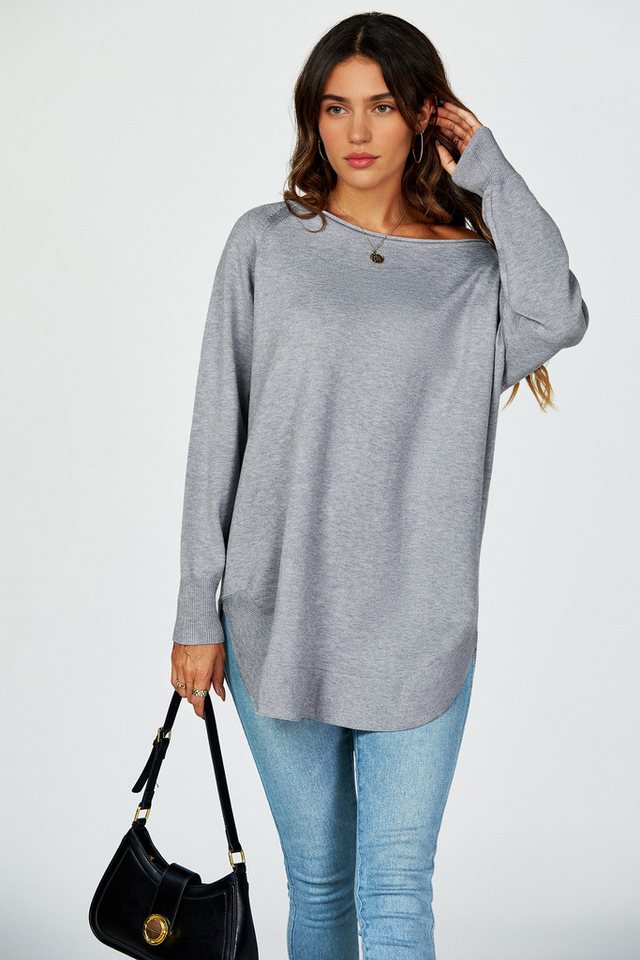 FS Collection Longpullover Damen Longpullover – One Size, Langarm, Perfekt für Herbst/Winter (Einheitsgröße: UK 8–16 / EU 36–44, 4 Farben : Schwarz, Creme,Hellgrau und Dunkelgrün) 50 % Polyacryl, 30 % Polyamid, 20 % Polyester von FS Collection