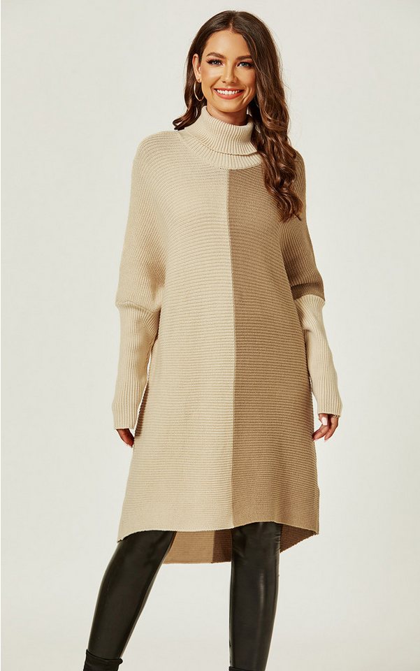 FS Collection Longpullover Damen Pullover-Oberteil Longpullover Blockfarben Rollkragen Halblang (Einheitsgröße: UK 8–16 / EU 36–44, 7 stilvollen Farbvarianten) 100% Acryl von FS Collection