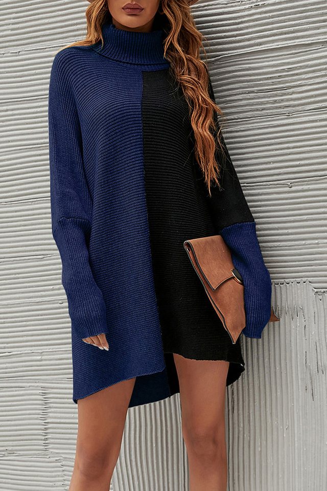 FS Collection Longpullover Damen Pullover-Oberteil Longpullover Blockfarben Rollkragen Halblang (Einheitsgröße: UK 8–16 / EU 36–44, 7 stilvollen Farbvarianten) 100% Acryl von FS Collection