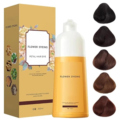 2025 Japanisches Rosenblüten-Haarfärbeshampoo, pflegende, natürliche Haarfarbe, langanhaltendes Shampoo, deckt graues Haar ab, für Männer und Frauen geeignet (Braun) von FSAZSVBT