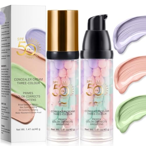 3-in-1-Make-up-Grundierung, Farbkorrekturgrundierung in einem Schritt, Sonnenschutz mit LSF 50 PA+++, Ölkontrolle und Feuchtigkeitsversorgung, hellt den Hautton auf, lässt die Haut strahlen von FSAZSVBT