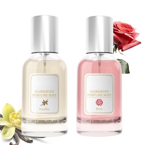 Damen-Vanille-Pheromon-Haarparfüm, Pheromon-Parfüm, pflegendes und feuchtigkeitsspendendes Glanzspray, langanhaltend, Reisegröße, Rose-Vanille 30 ml, langanhaltend, süßer Duft von FSAZSVBT