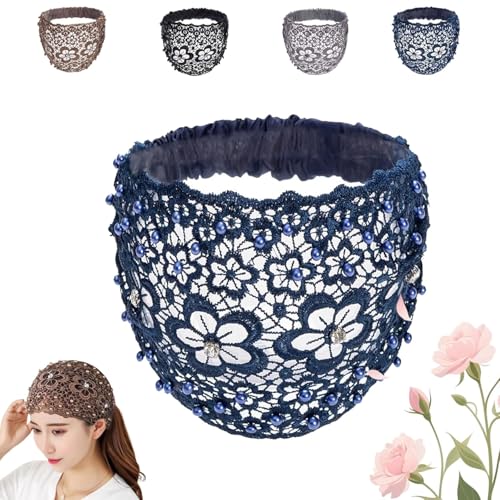 Elegantes breites Haarband mit Blumenperlen für Damen, Haarschmuck im Bohème-Stil, breites Haarband mit Pflaumenblüten-Hohlperlen, modischer Haarschmuck, passend für alle Kopfformen von FSAZSVBT