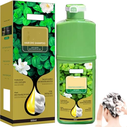 Langanhaltende Pflanzenschaum-Haarfarbe, langanhaltende Pflanzenhaarfarbe, Blumenfarbe mit Einzeleffekt, deckt graue Haare ab, glattes Haar, geeignet für Männer und Frauen von FSAZSVBT