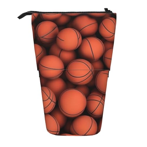 Basketball-Federmäppchen, vertikal, einziehbar, Aufbewahrungstasche, tägliche Aufbewahrung für Schule, Büro, Make-up-Tasche, Orange von FSCEV