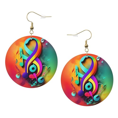 Bunte Lederohrringe mit Musiknoten, rund, für Valentinstag, Festival, Aktivitäten, Mode für Damen, Einheitsgröße, Kunstleder Bunte Lederohrringe mit Musiknoten, rund, für Valentinstag, Festival, Aktivitäten, Mode für Damen, Einheitsgröße, Kunstleder von FSCEV