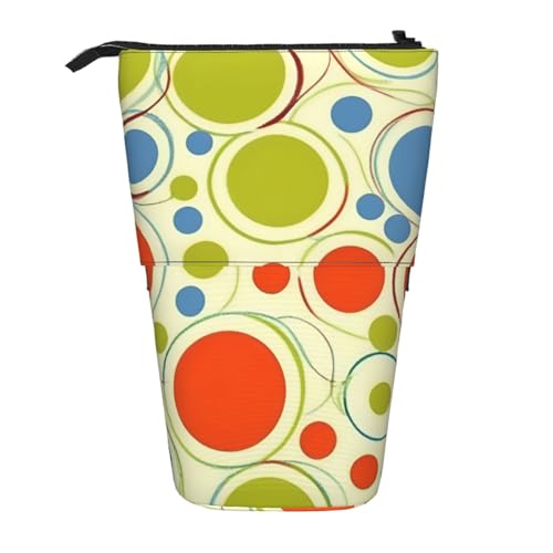 Buntes Retro-Federmäppchen, abstrakt, vertikal, einziehbar, Aufbewahrungstasche, tägliche Aufbewahrung für Schule, Büro, Make-up-Tasche von FSCEV
