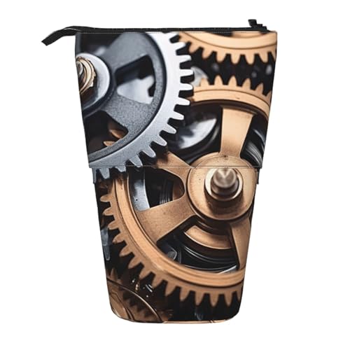 Cool Steampunk Gears Vertikales einziehbares Federmäppchen, Aufbewahrungstasche, tägliche Aufbewahrung für Schule, Büro, Make-up-Tasche von FSCEV