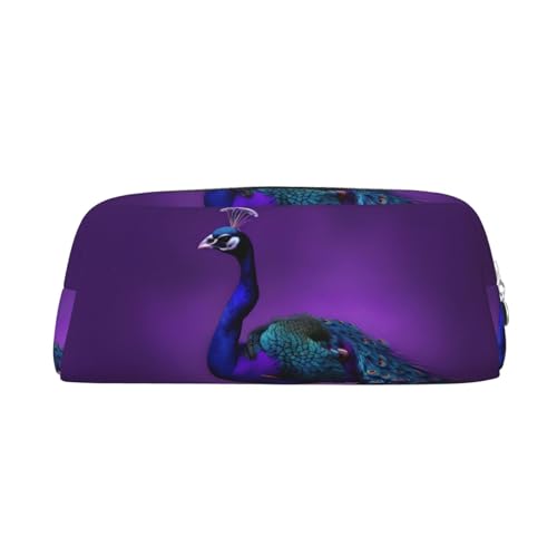 FSCEV Federmäppchen mit Pfauenmuster, Federmäppchen, Kosmetiktasche, Büro-Aufbewahrungstasche, Täglicher Aufbewahrung, Violett, silber, Einheitsgröße, Taschen-Organizer von FSCEV