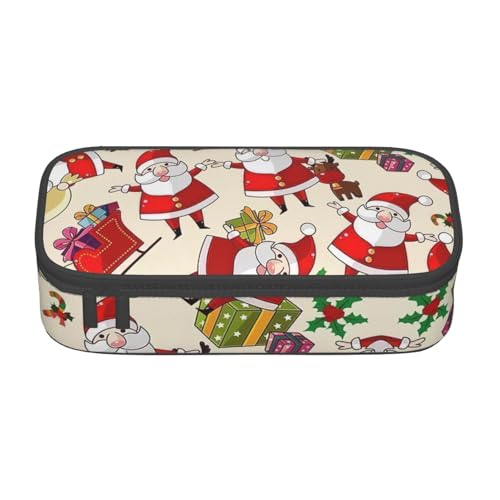 FSCEV Federmäppchen mit Weihnachtsmotiv, Weihnachtsmann-Design, große Kapazität, Federmäppchen, Büro, große Aufbewahrungstasche, Beutelhalter, Schwarz , Einheitsgröße, Taschen-Organizer von FSCEV