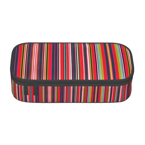 FSCEV Federmäppchen mit bunten Streifen, großes Fassungsvermögen, Büro, große Aufbewahrungstasche, Schwarz , Einheitsgröße, Taschen-Organizer von FSCEV