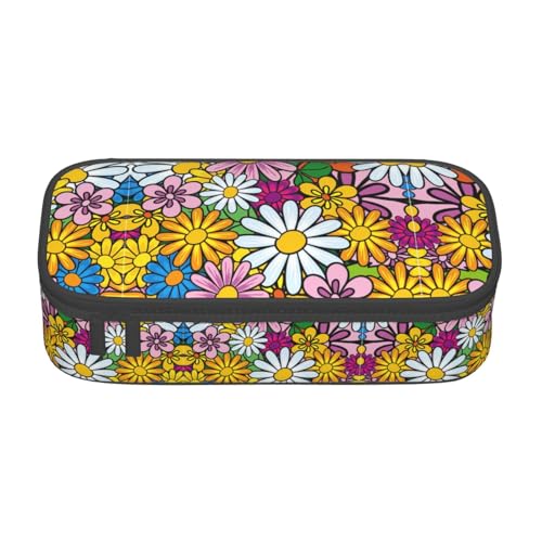 FSCEV Federmäppchen mit niedlichem Cartoon-Blumenmotiv, großes Fassungsvermögen, für Büro, große Aufbewahrungstasche, Schwarz , Einheitsgröße, Taschen-Organizer von FSCEV