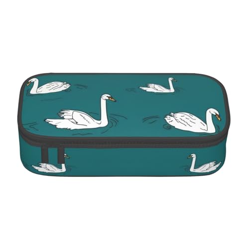 FSCEV Federmäppchen mit niedlichem Schwanenmotiv, großes Fassungsvermögen, für Büro, große Aufbewahrungstasche, Schwarz , Einheitsgröße, Taschen-Organizer von FSCEV