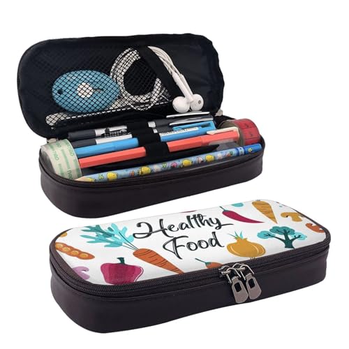 FSCEV Gesunde Lebensmittel Leder Federmäppchen Schreibwaren Tragbare Multifunktionale Aufbewahrungstasche Akademie Supplies von FSCEV