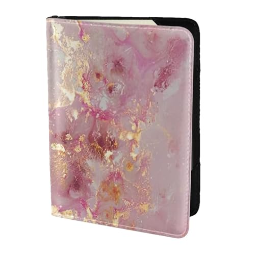 FSCEV Reisepasshülle aus Leder mit roter Marmorstruktur, blockiert Reisezubehör, Kartenetui von FSCEV