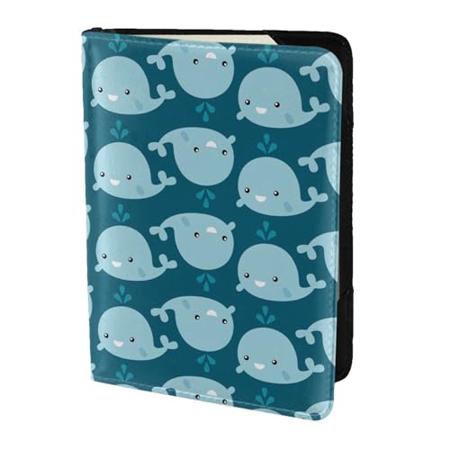 FSCEV Reisepasshülle mit Cartoon-Wal-Hintergrund, Reisezubehör, Leder, Kartenetui von FSCEV