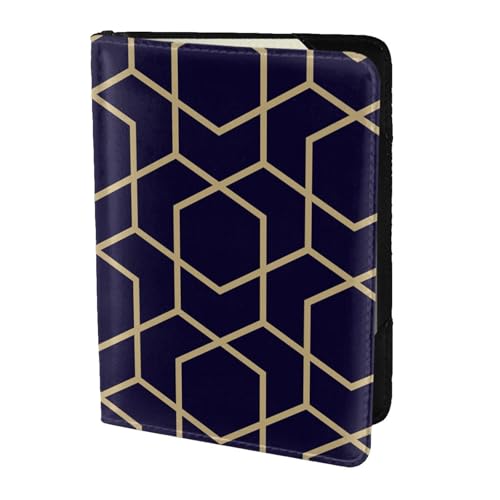 FSCEV Reisepasshülle mit geometrischen Linien, blockiert Reisezubehör, Leder, Kartenetui von FSCEV