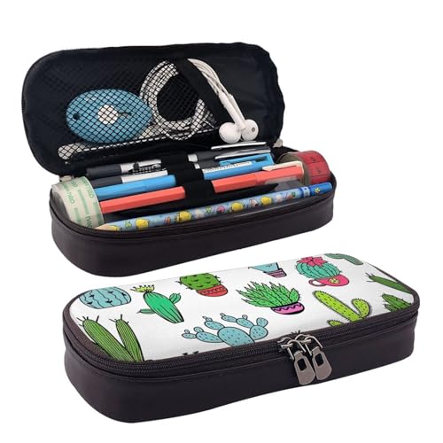 FSCEV Schönes Sukkulenten-Leder-Federmäppchen, Schreibwaren, tragbar, multifunktionale Aufbewahrungstasche, Akademiebedarf von FSCEV