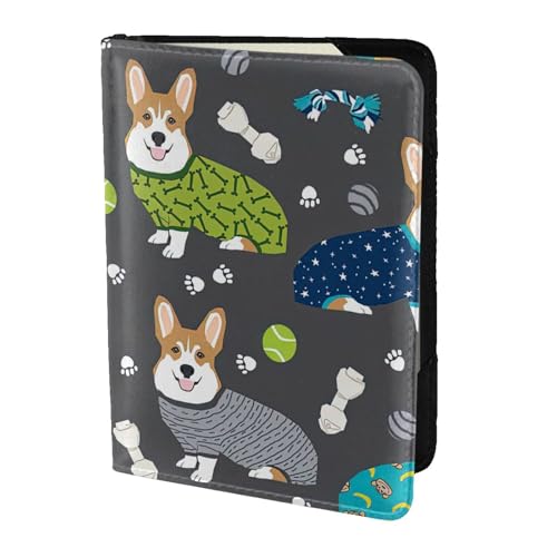 FSCEV Trage Kleidung Corgi Hunde Reisepasshülle Reisepasshülle Blockierung Reisezubehör Leder Kartenetui Hülle von FSCEV