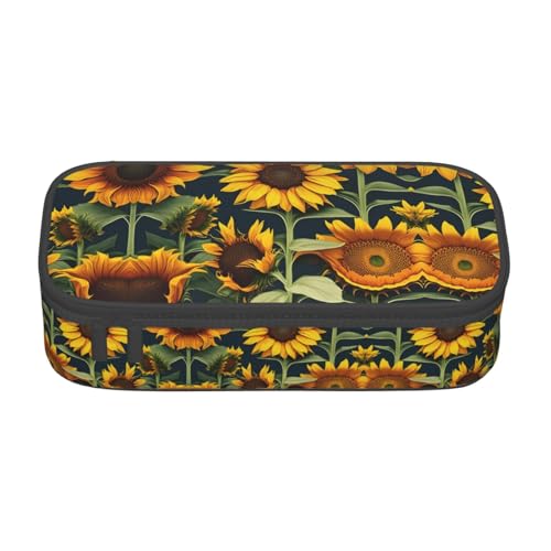 Federmäppchen, Motiv: Wildblumen, Sonnenblume, großes Fassungsvermögen, Büro, große Aufbewahrungstasche, Beutelhalter, Schwarz , Einheitsgröße, Taschen-Organizer von FSCEV