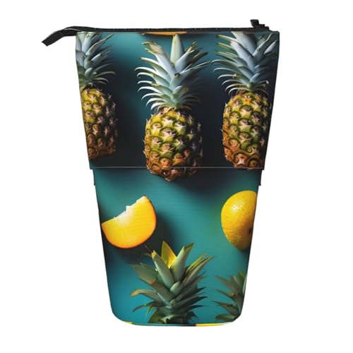 Federmäppchen mit tropischen Früchten, Ananas, vertikal, einziehbar, Aufbewahrungstasche, tägliche Aufbewahrung für Schule, Büro, Make-up-Tasche von FSCEV