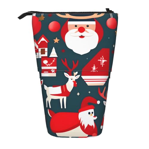 Frohe Weihnachten Vertikales einziehbares Federmäppchen Aufbewahrungstasche tägliche Aufbewahrung für Schule Büro Make-up Tasche von FSCEV
