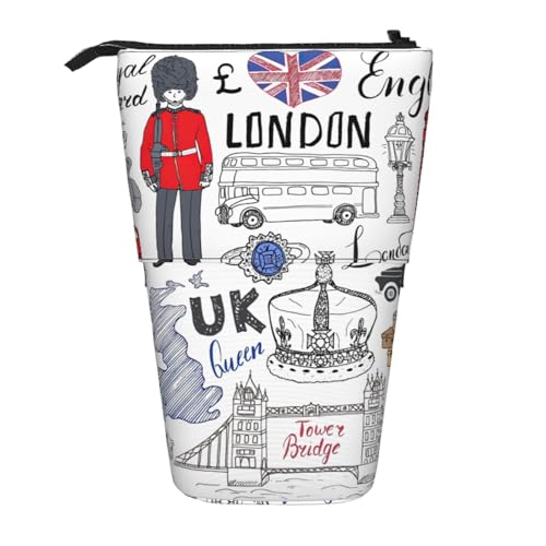 I Love London vertikales einziehbares Federmäppchen, Aufbewahrungstasche, tägliche Aufbewahrung für Schule, Büro, Make-up-Tasche von FSCEV