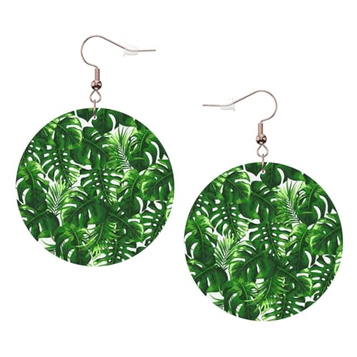 Monstera Deliciosa Bananen-Palmen-Leder-Ohrringe, rund, Farbe für Valentinstag, Festival, Aktivitäten, Mode für Damen, Einheitsgröße, Kunstleder Monstera Deliciosa Bananen-Palmen-Leder-Ohrringe, rund, Farbe für Valentinstag, Festival, Aktivitäten, Mode für Damen, Einheitsgröße, Kunstleder von FSCEV
