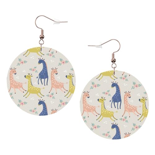 Niedliche Giraffen-Leder-Ohrringe, rund, Farbe, Valentinstag, Festival, Aktivitäten, Mode für Damen, Einheitsgröße, Kunstleder Niedliche Giraffen-Leder-Ohrringe, rund, Farbe, Valentinstag, Festival, Aktivitäten, Mode für Damen, Einheitsgröße, Kunstleder von FSCEV