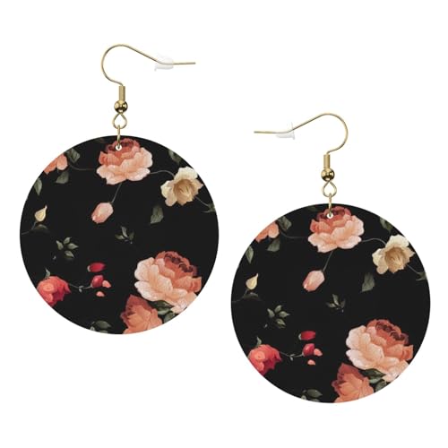 Runde Leder-Ohrringe mit Blumen, für Valentinstag, Festival, Aktivitäten, Mode, Damen, 2 Stück, Einheitsgröße, Kunstleder Runde Leder-Ohrringe mit Blumen, für Valentinstag, Festival, Aktivitäten, Mode, Damen, 2 Stück, Einheitsgröße, Kunstleder von FSCEV