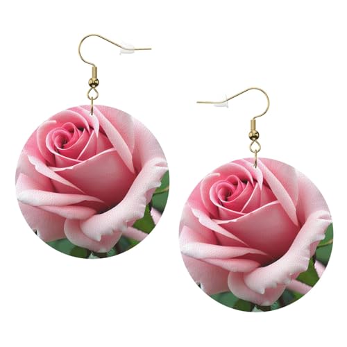Runde Ohrringe aus Leder mit Rosenblüten-Motiv, für Valentinstag, Festival, Aktivitäten, Mode für Damen, Einheitsgröße, Kunstleder Runde Ohrringe aus Leder mit Rosenblüten-Motiv, für Valentinstag, Festival, Aktivitäten, Mode für Damen, Einheitsgröße, Kunstleder von FSCEV