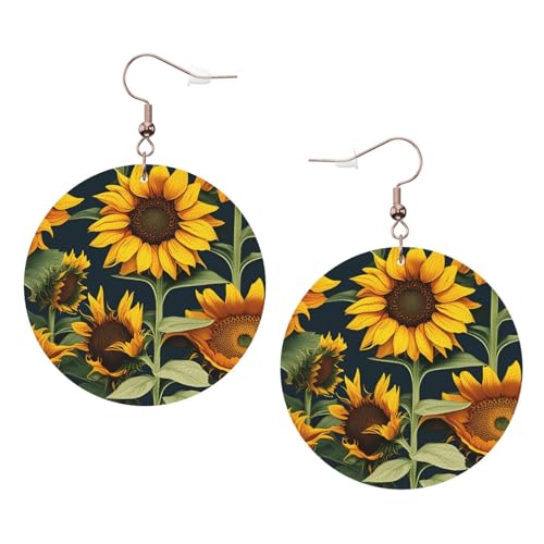 Runde Ohrringe aus Leder mit Wildblumen, Sonnenblumen, für Valentinstag, Festival, Aktivitäten, Mode für Damen, Einheitsgröße, Kunstleder Runde Ohrringe aus Leder mit Wildblumen, Sonnenblumen, für Valentinstag, Festival, Aktivitäten, Mode für Damen, Einheitsgröße, Kunstleder von FSCEV